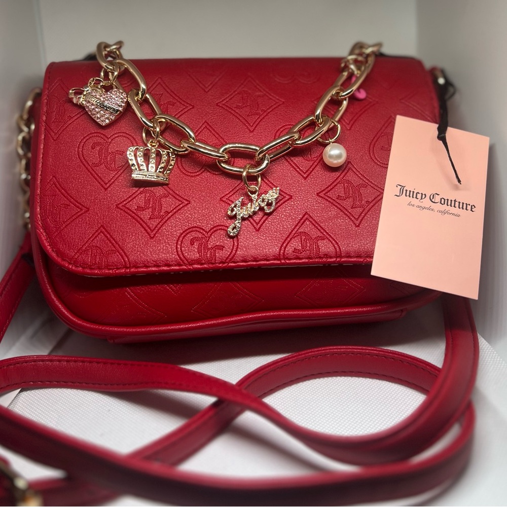 NWT Juicy Couture Embossed Red Crossbody Bag